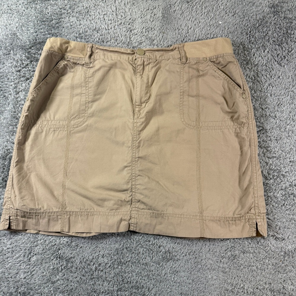 Gloria Vanderbilt Skort Size 16 Tan Khaki Womens Elastic Waist Casual Pockets